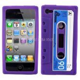 Case de silicone para iPhone 4 modelo Fita Cassete - Violeta