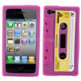Case de silicone para iPhone 4 modelo Fita Cassete - Pink