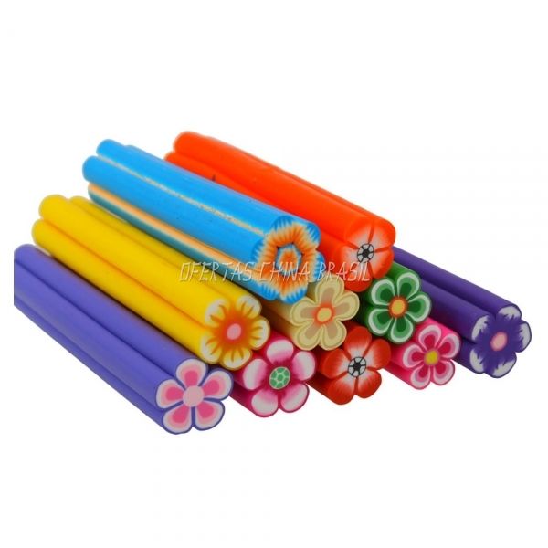 10 Bastões de Fimo 3D - Flores