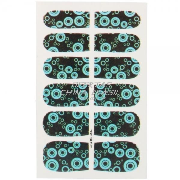 Adesivo para Unhas - Discos Azuis